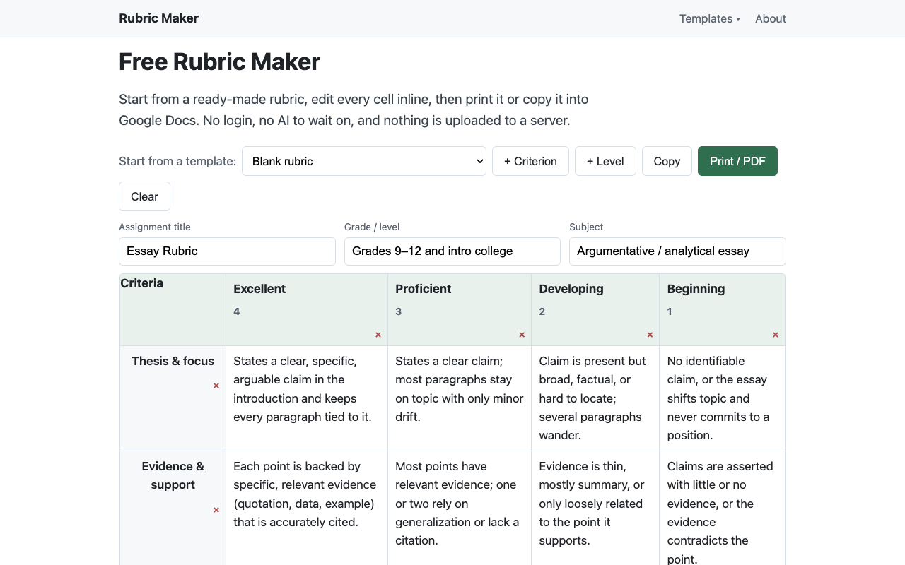 Rubric Maker