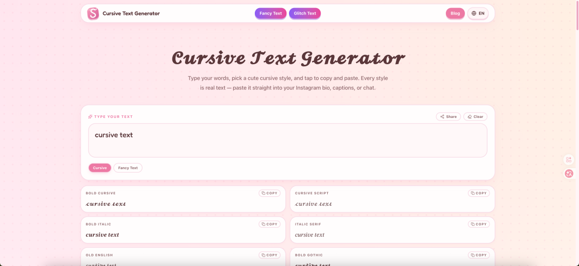 Cursive Text Generator