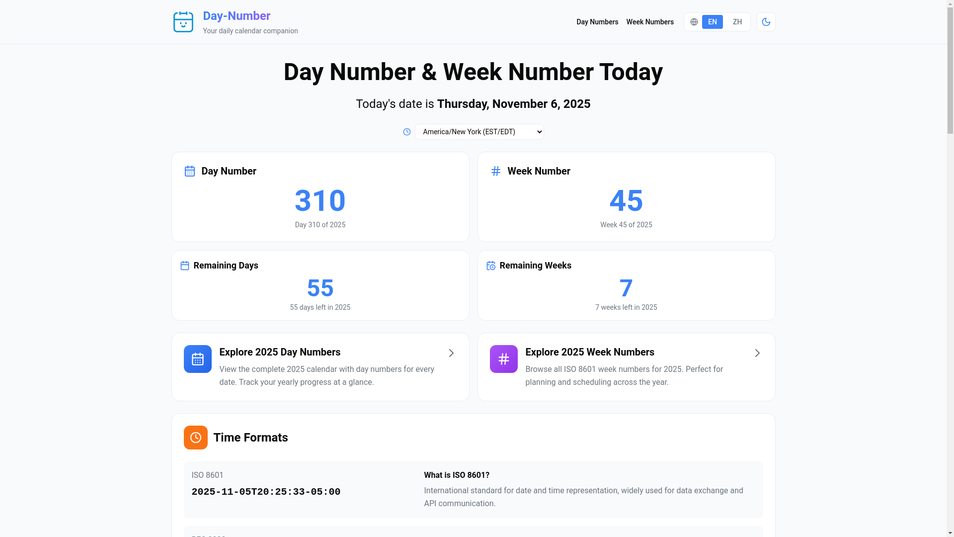 Day Number & Week Number Today