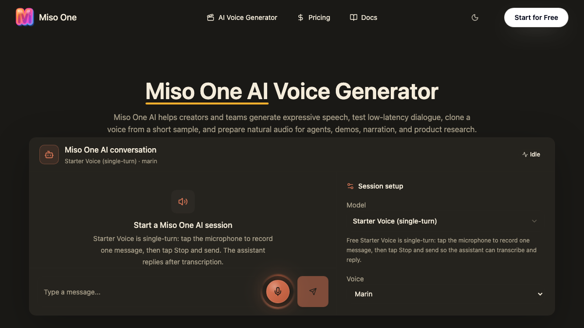 Miso One AI Voice Generator