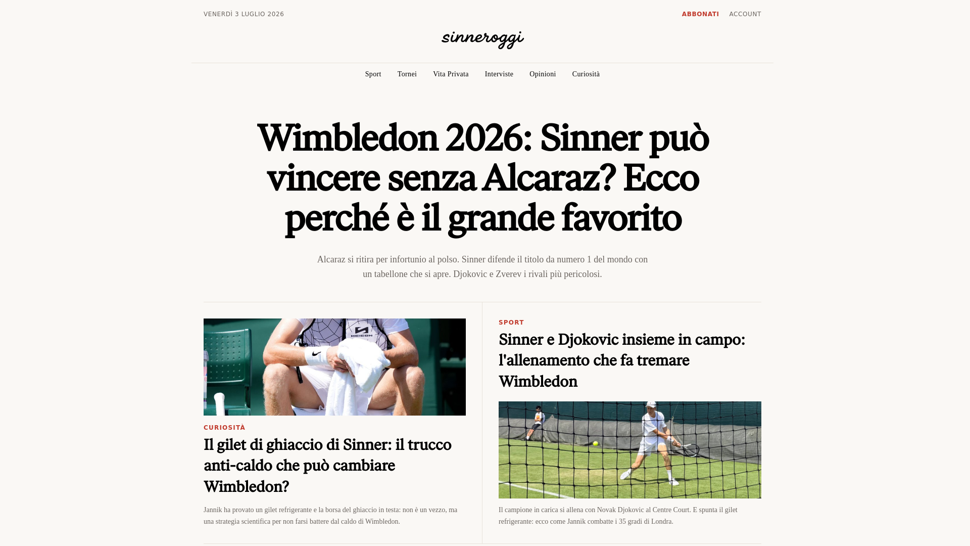 Sinner Oggi