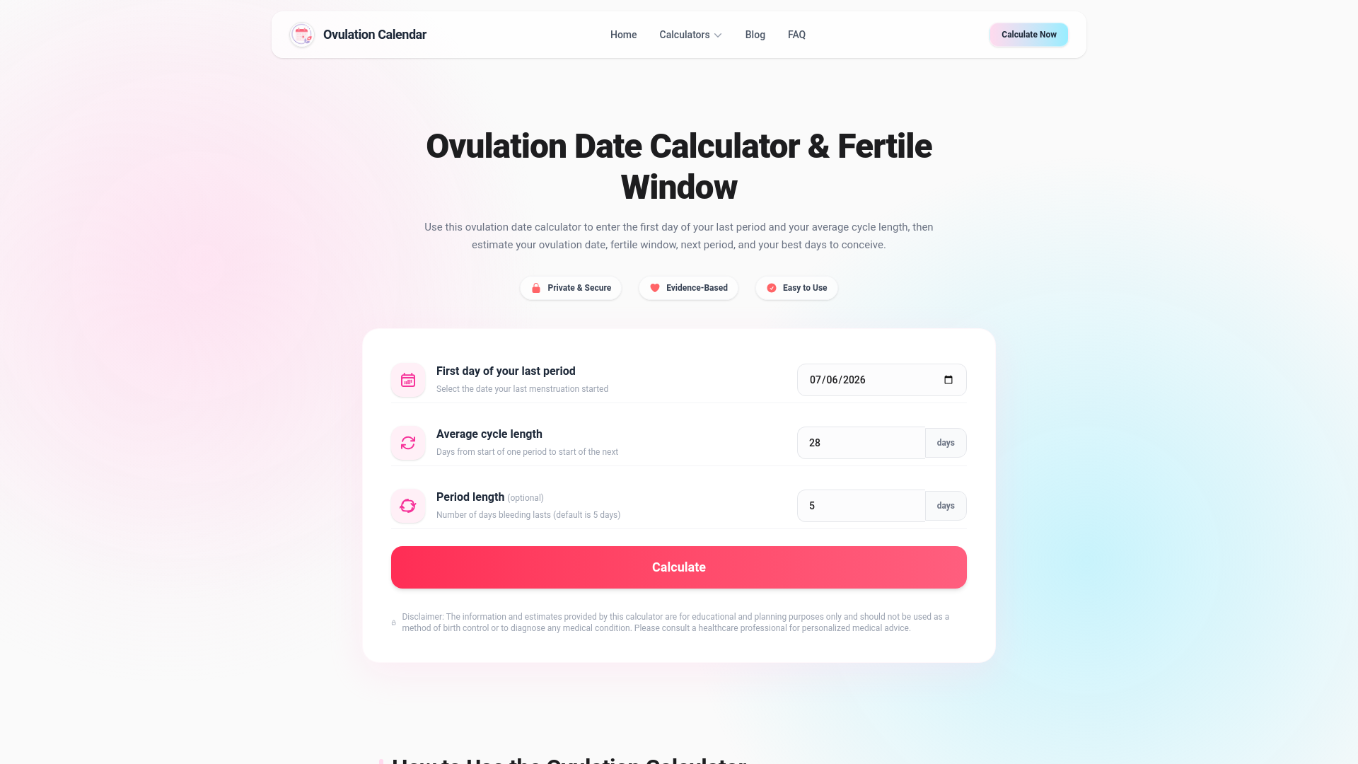 Ovulation Date Calculator & Fertile Window