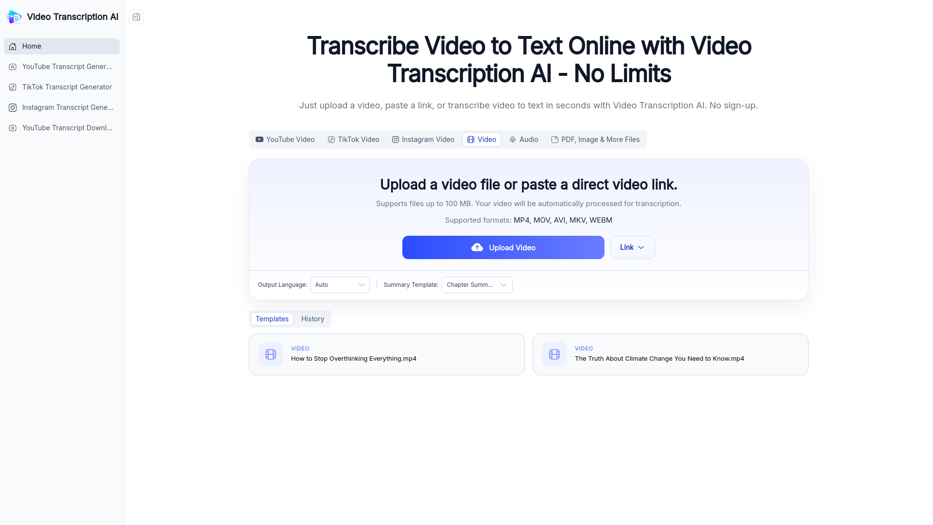 Video Transcription AI