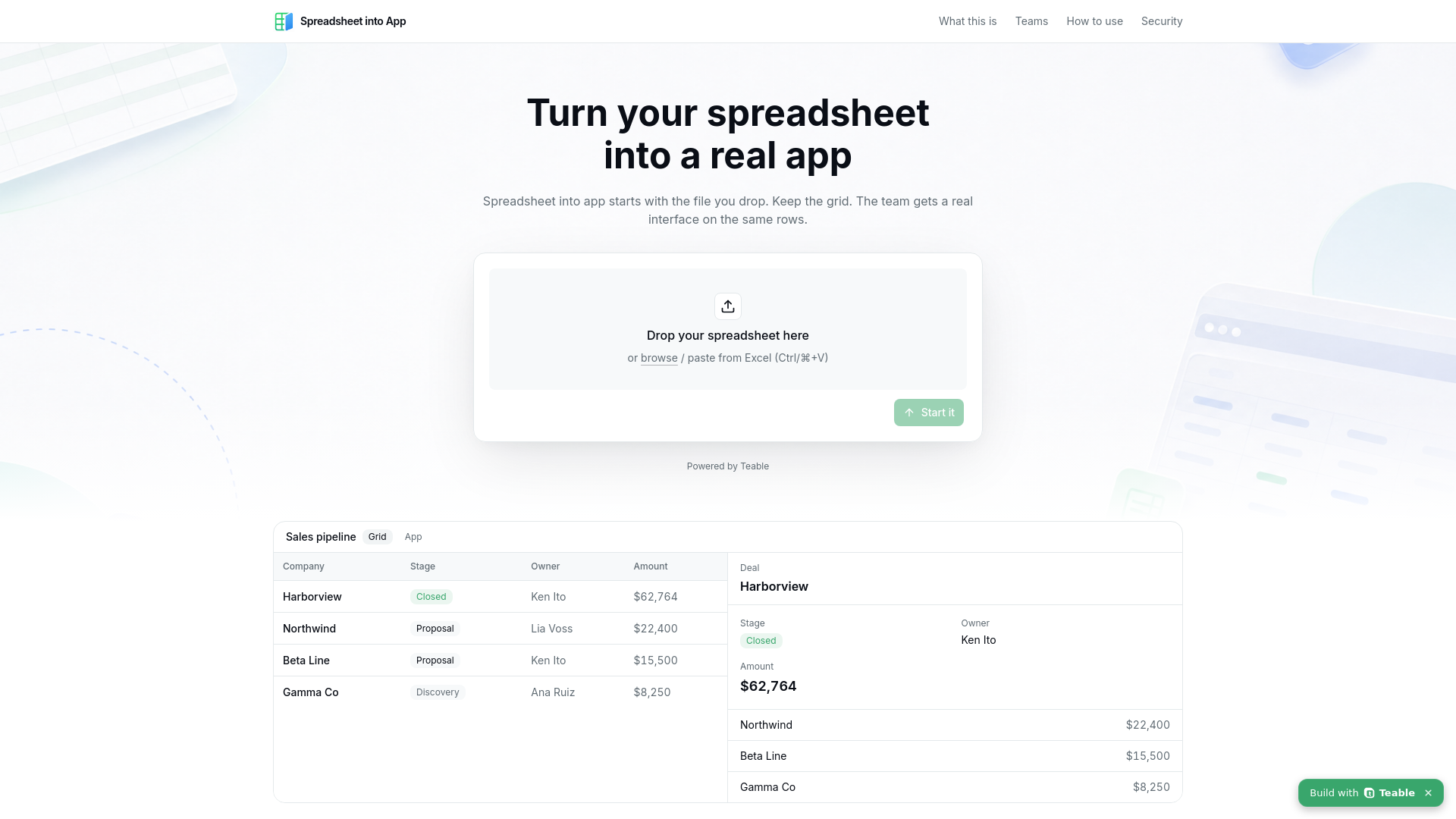 Spreadsheet into App